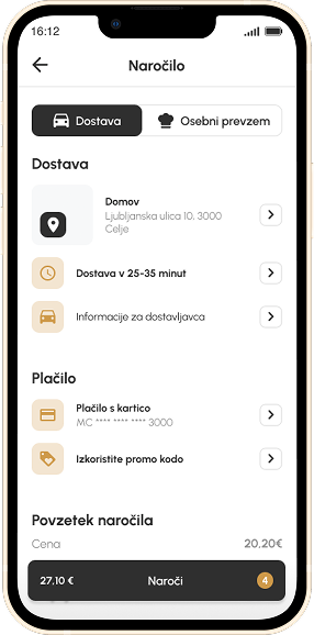 Mobilna aplikacija za naročanje hrane Limbo